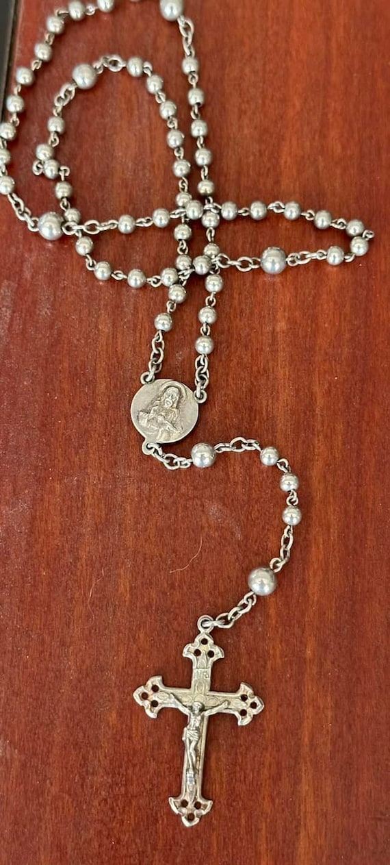 Finger Hand Rosary Vintage 925 Sterling Silver Fr… - image 2