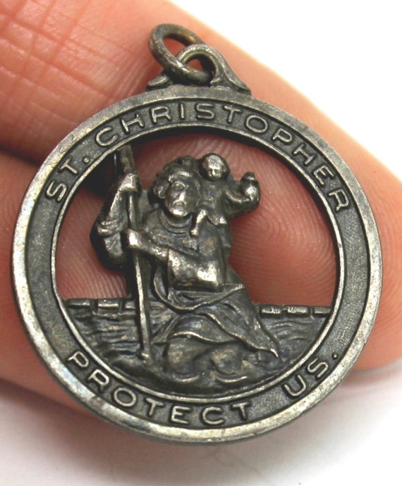 Saint Christopher Protect Us Vintage Religious Me… - image 2