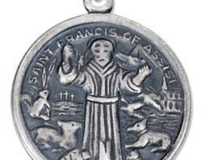 St. Francis of Assisi Sterling Silver Religious Medal on 18 Inch ...