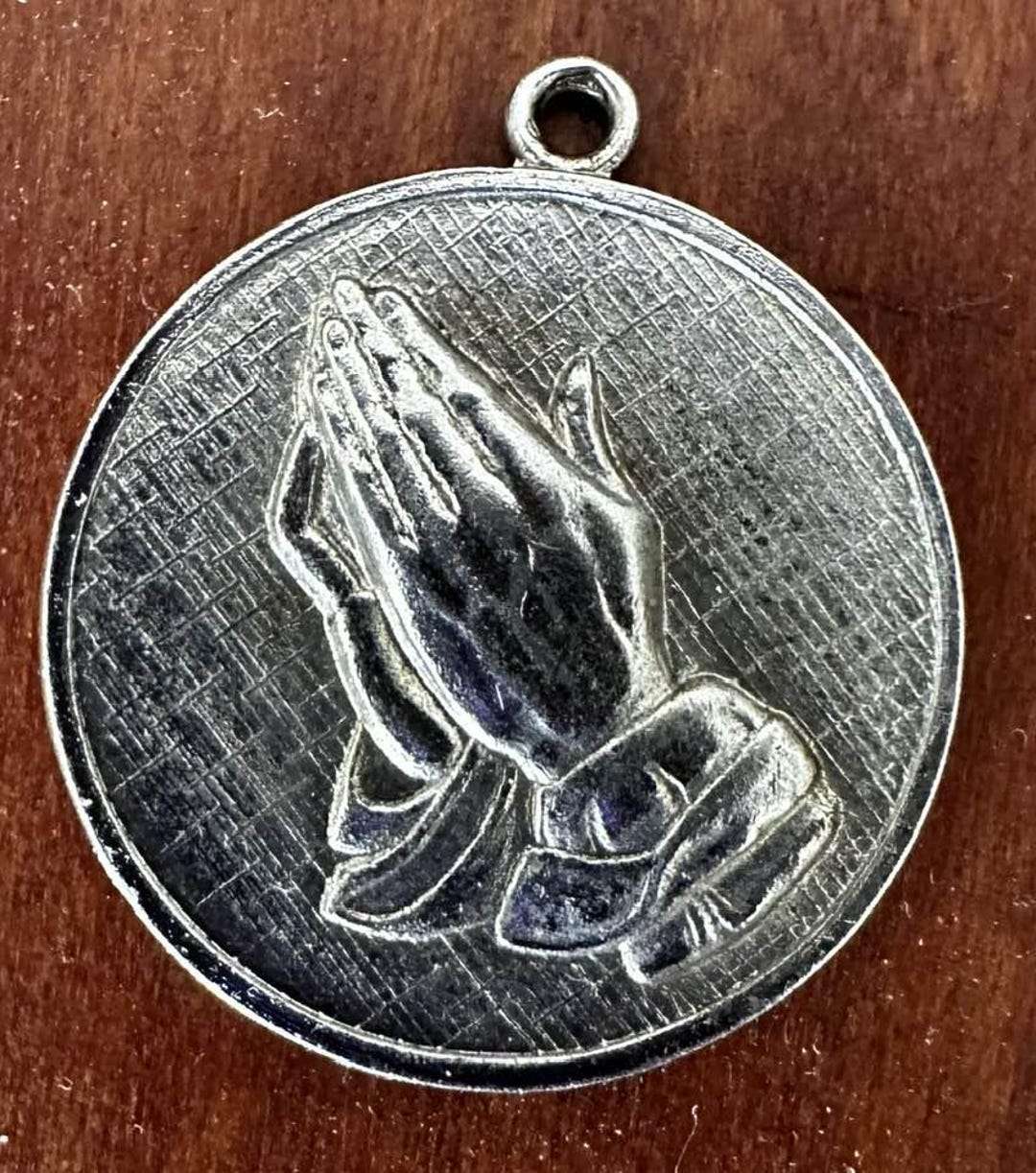 Vintage Sterling Silver Praying Hands Medal - Serenity Prayer Pendant ...