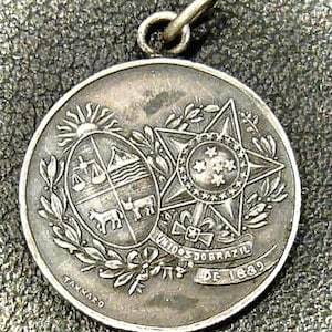 Brazilian School Merit Award Medal: Montevideo 1927, Sterling Silver Chain