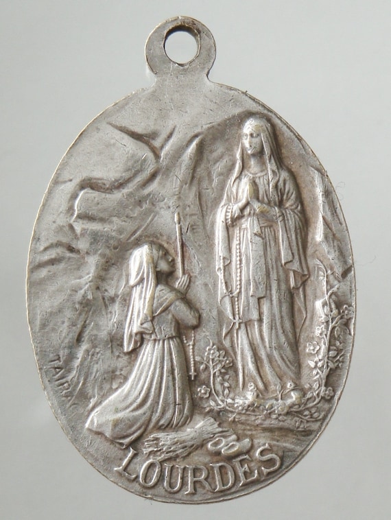 Vintage Virgin Mary of Lourdes signed ESCUDERO & … - image 2