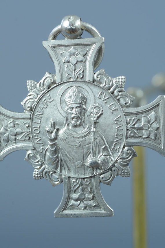 Large Saint Apollinaire Silver Antique Religious … - image 4