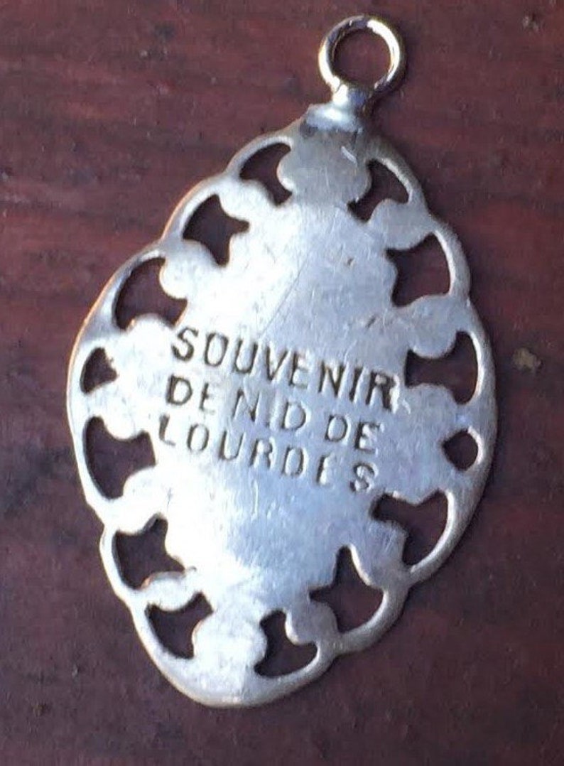 Notre Dame of Lourdes Vintage Silver Souvenir Religious Medal Pendant ...