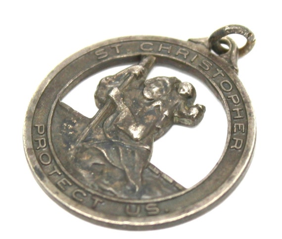 Saint Christopher Protect Us Vintage Religious Medal Pendant - Etsy