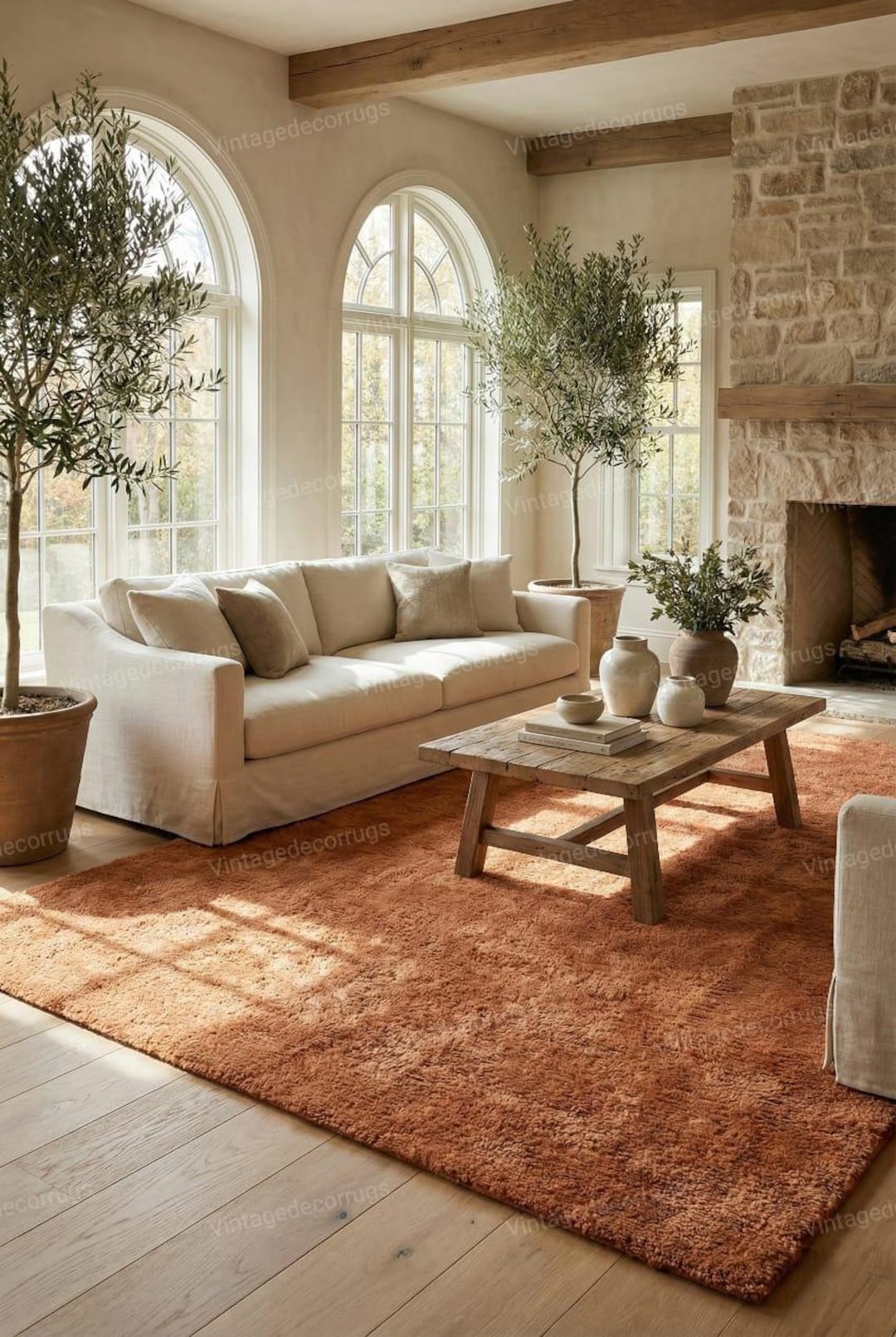 Rust Textured Area Rug Ranch Style Solid Hand Tufted Wool Rug, Rust Area Carpets for Living Dining Bedroom ...