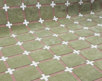 Hand Tufted Wool Area Rug Olive Green Geometric Carpet for Living Room Bedroom Decor