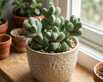 2 Inch Corpuscularia Lehmannii Succulent in Black Nursery Pot, Live Indoor Plant, Desk Decor, Holiday Gift