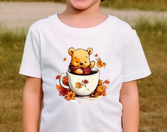 Playful Winnie Honey Bear Kids Shirt: The Pooh Cartoon Animal Graphic Tee for Children