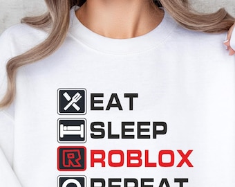 Roblox Hoodie: Unisex Adult Gaming Gift,Roblox sweatshirt,Eat Sleep Repeat Sweater