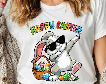 Happy Easter Bunny Shirt Dabbing Rabbit Graphic Spring Holiday Tee