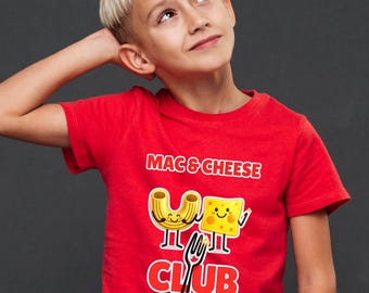 Mac and Cheese Club Kids Shirt, Funny Food Graphic Tee for Toddlers, Toddler Apparel