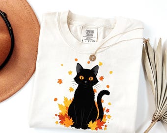 Black Cat Halloween Sweatshirt: Cozy Comfort Colors Fall Sweater