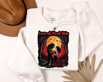 Retro Halloween Sweatshirt: Werewolf & Vampire Dark Art Hoodie