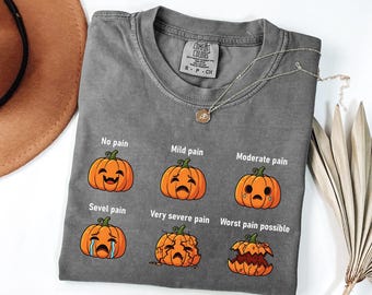 Halloween Nurse T-Shirt: Pain Scale Pumpkin Design, RN Shirt