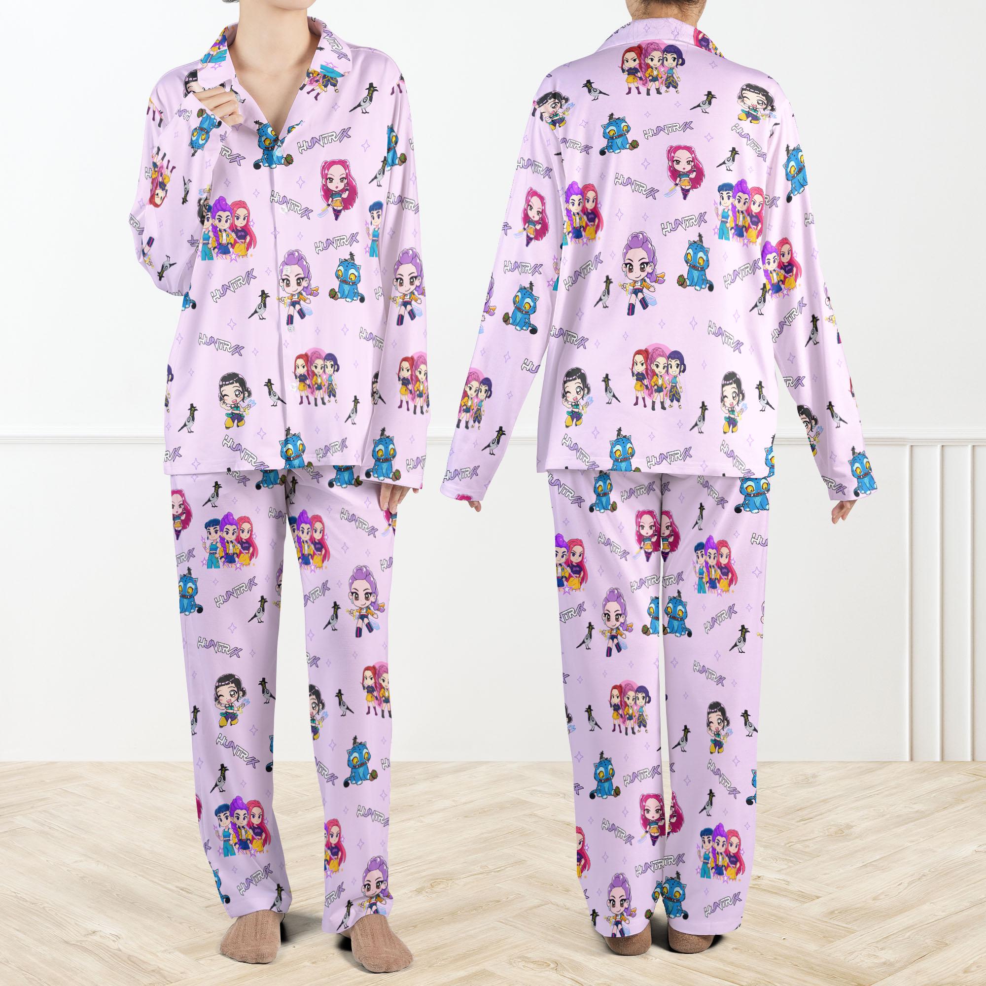 Pyjama 2 Pièces Fille - Manches Longues + Pantalon - Motifs K-Pop, Cadeau Noël