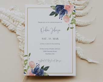 Floral Bridal Shower Invitation - Custom Invitation