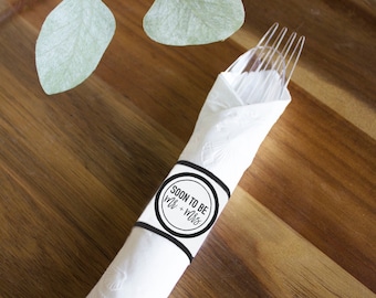 Soon to be Mr. & Mrs. Silverware Wrappers, Rehearsal Dinner Party Decor, Bridal Shower Printable (1) PDF File, You Print