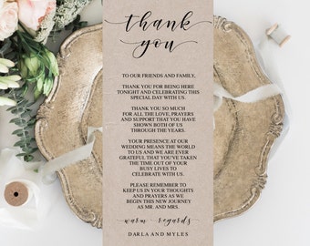 Editable Thank You Place Cards, Elegant, Modern Design, Printable Template, DIY Wedding, PDF, Instant Download - Editable Printable File