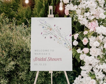 Wildflower Bridal Shower Welcome Sign, Bridal Shower Sign Board, Bridal Shower Decor