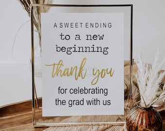 Printable Graduation Sign, Sweet Ending Sign, Candy Bar, Thank You Sign, Party Decor, Graduation Party Printable (1) JPEG File, You Print