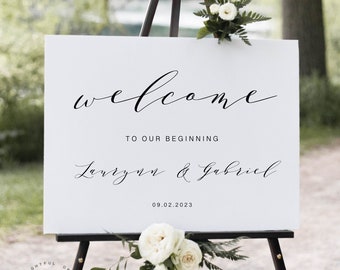 Wedding Welcome Sign, Modern Wedding Sign, Wedding Board, Wedding Decor, Our Beginning Wedding Sign