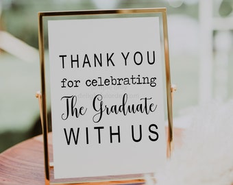 Printable Graduation Thank You Sign, Party Sign, Rustic Graduation, Thank You Graduation Printable (1) JPEG File, You Print, You Frame