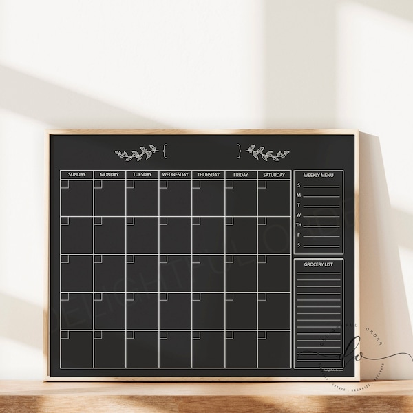 White Frame Chalkboard Calendar Etsy