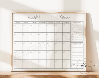 Digital Dry Erase Calendar  - 16x20 White & Gray Farmhouse Calendar (JPEG Digital File) - Instant Download - You Print - You Frame