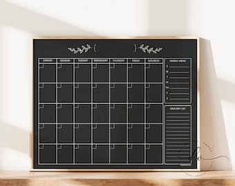 Digital Dry Erase Calendar  - 16x20 Chalkboard Farmhouse Calendar (JPEG Digital File) - Instant Download - You Print - You Frame