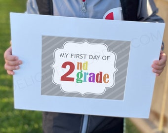 First Day of School Signs  - Colorful Chevron Signs - 14 PDF Printable Files - Instant Download