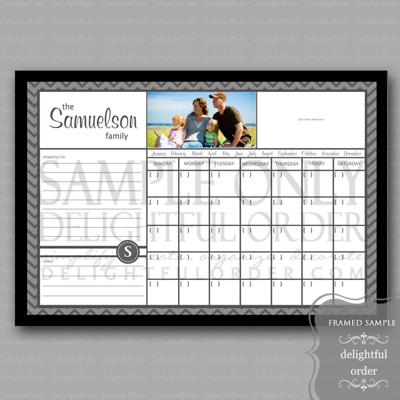 Digital Dry Erase Calendar 20x30 Custom Chevron JPEG Etsy