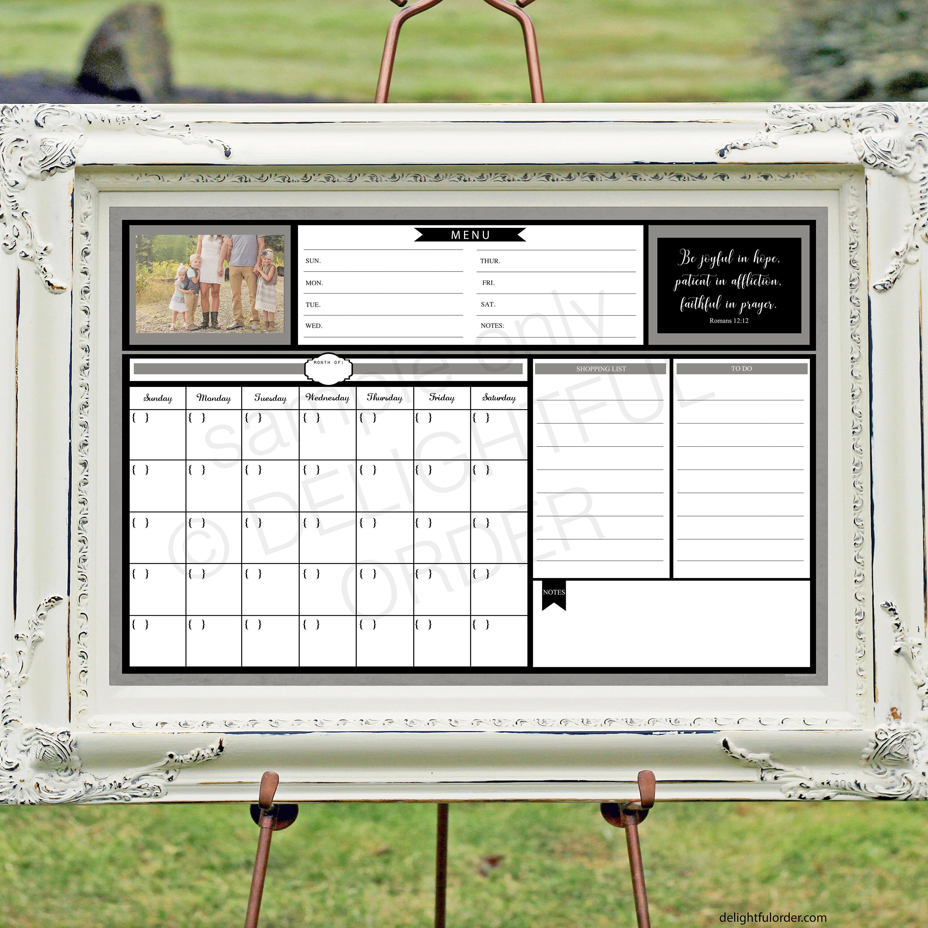 Digital Dry Erase Calendar 20x30 Gray Be Joyful Family Etsy