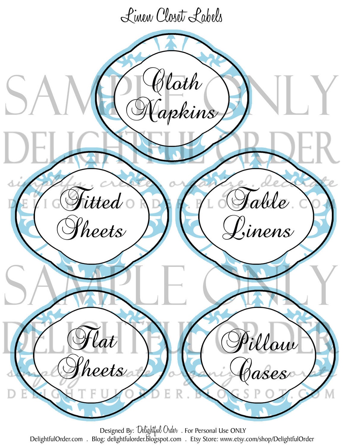 Linen Closet Labels 2 Printable PDF Files Instant Etsy