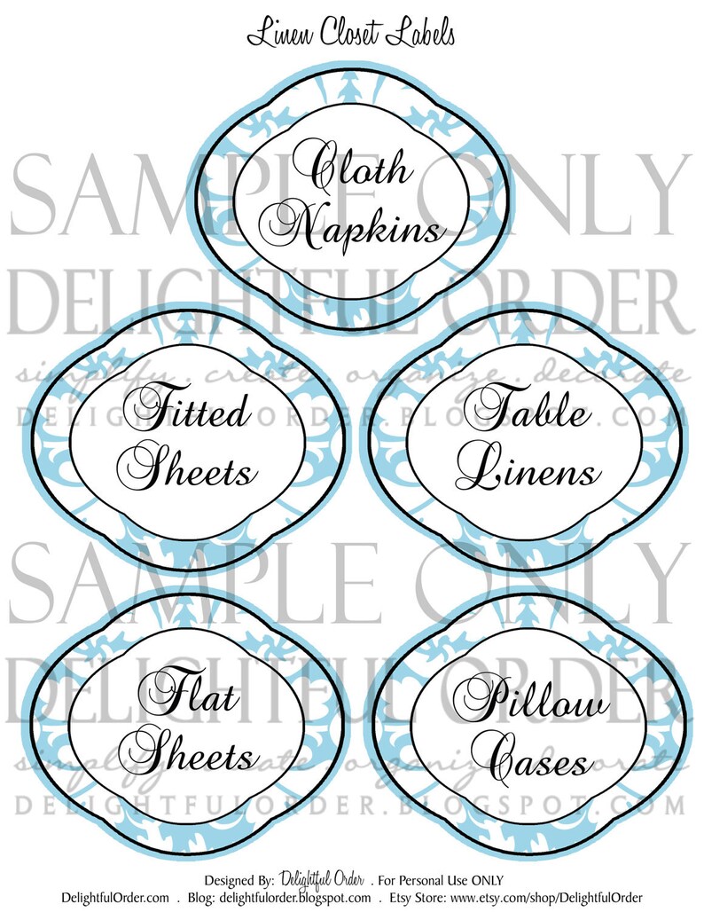 Linen Closet Labels 2 Printable PDF Files Instant Etsy