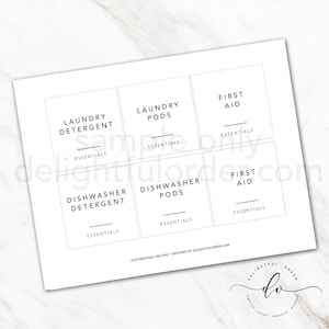 Laundry Detergent, Laundry Pods, Dishwasher Detergent, First Aid Labels -  PDF Printable File - Instant Digital Download