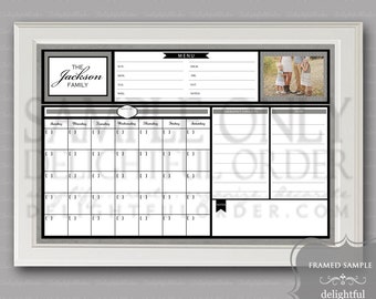 Calendario digital de borrado en seco - 20x30 gris personalizado - Calendario del centro de mensajes - 20x30 JPEG Archivo digital/imprimible - Usted imprime