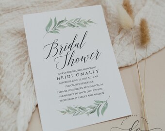 Greenery Bridal Shower Invitation - Custom Invitation