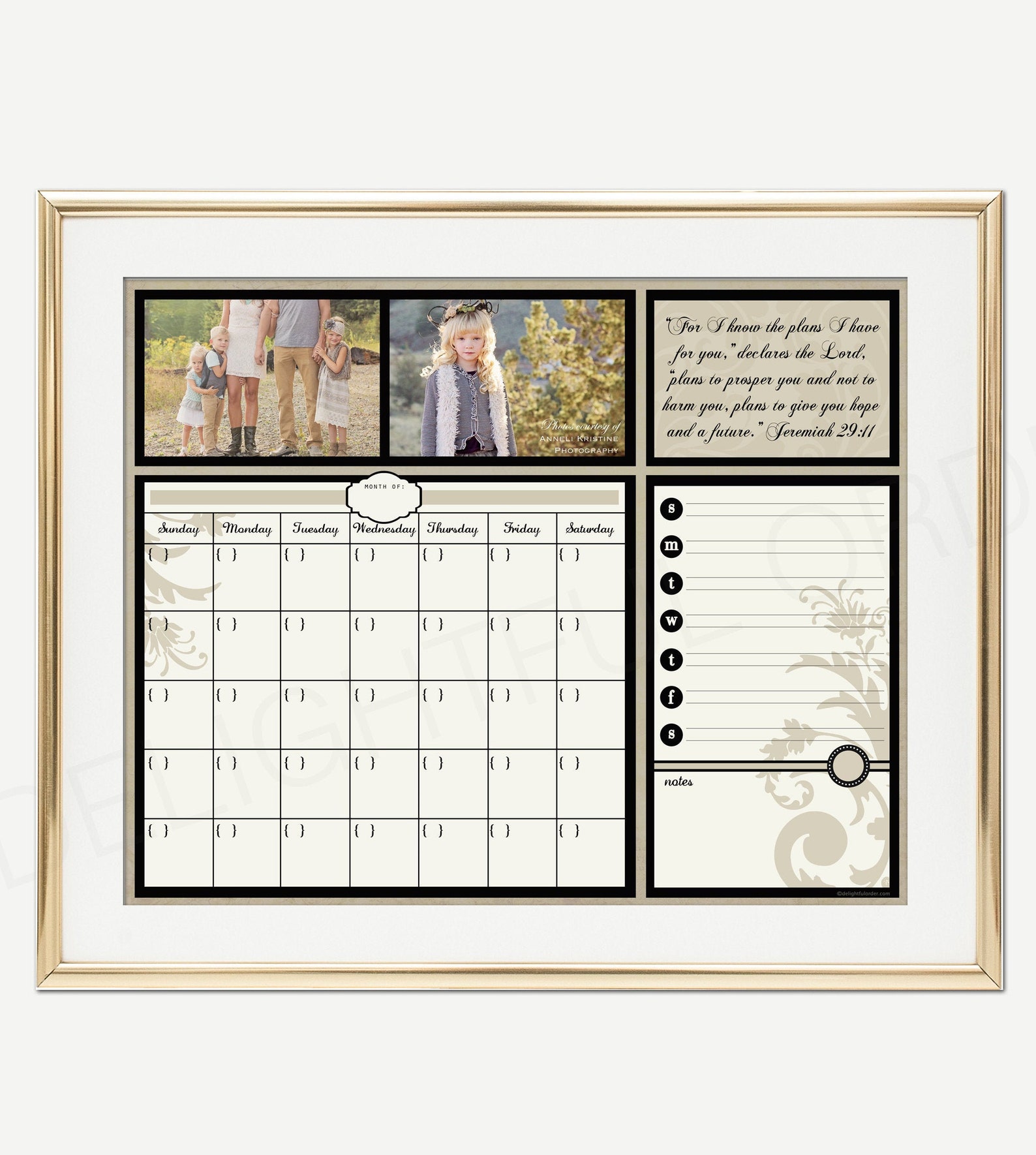 Digital Dry Erase Calendar 16x20 Tan Damask Scripture Etsy