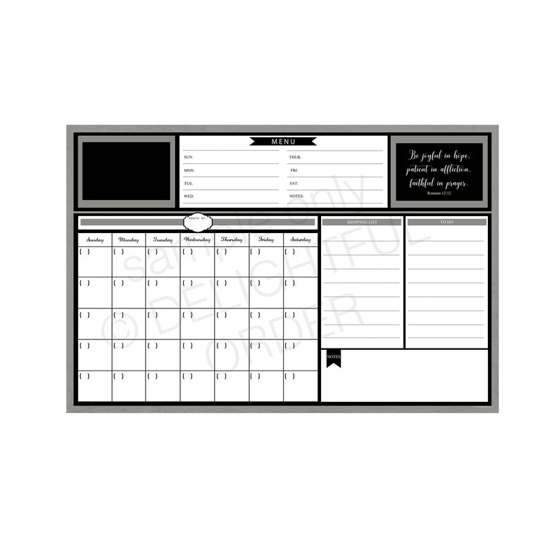 Digital Dry Erase Calendar 20x30 Gray Be Joyful Family Etsy