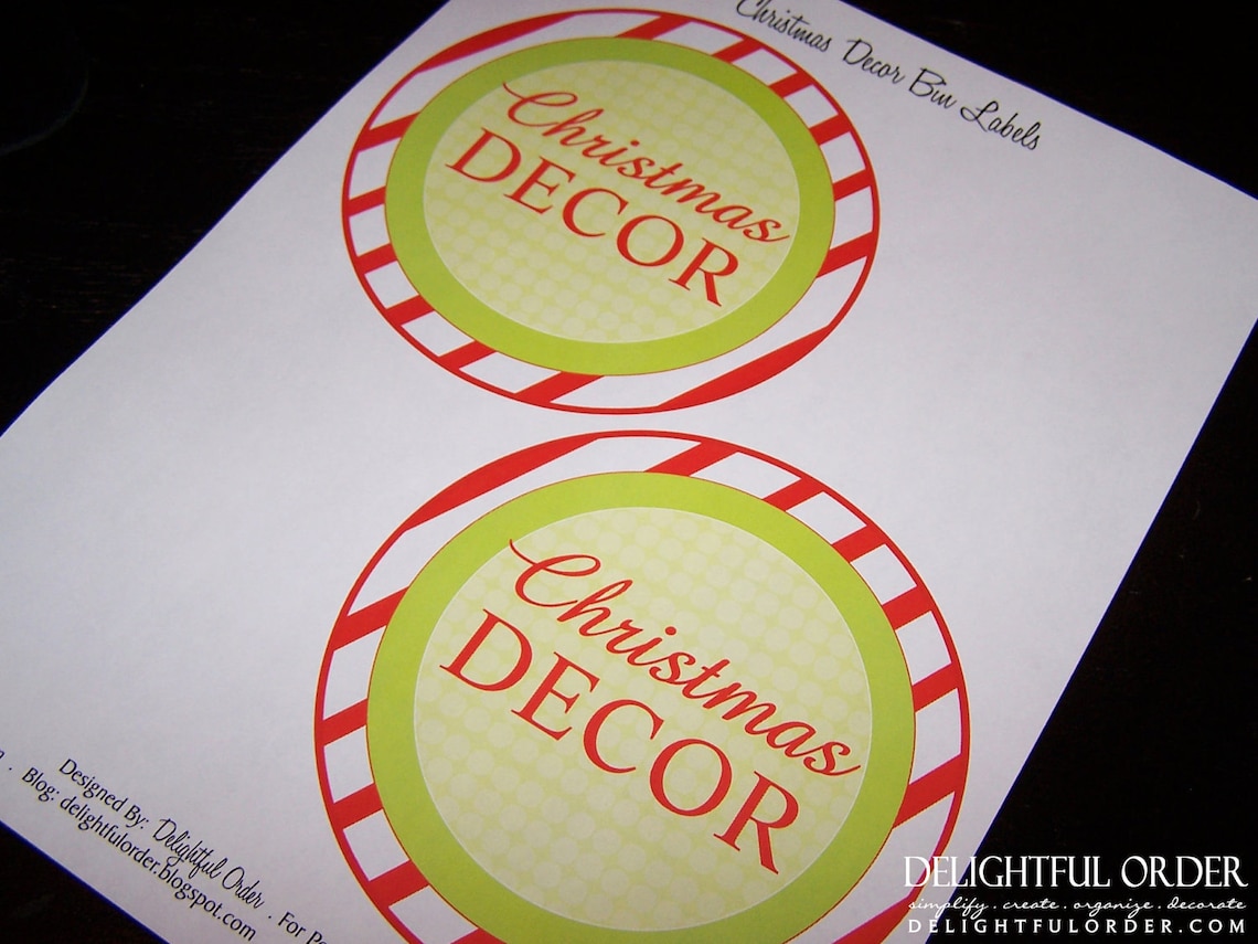 Christmas Decor Bin Labels Printable PDF File Instant Etsy