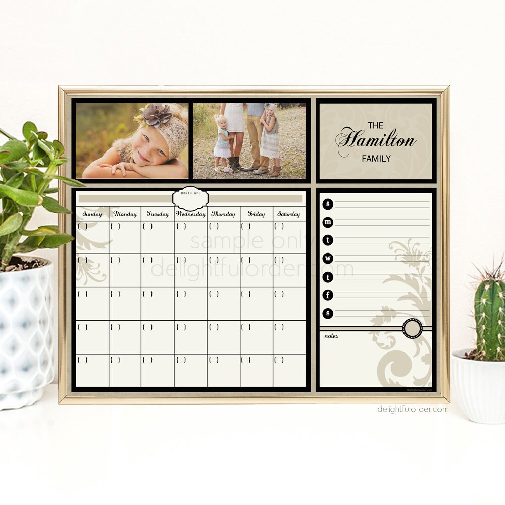 Digital Custom Calendar 16x20 Custom Last Name Dry Erase Etsy
