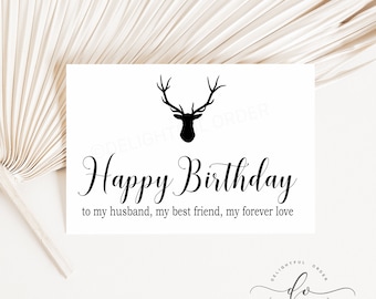 Happy Birthday Husband, Printable Greeting Card, 5x7 Folded Card, (1) PDF, Instant Download, Printable File