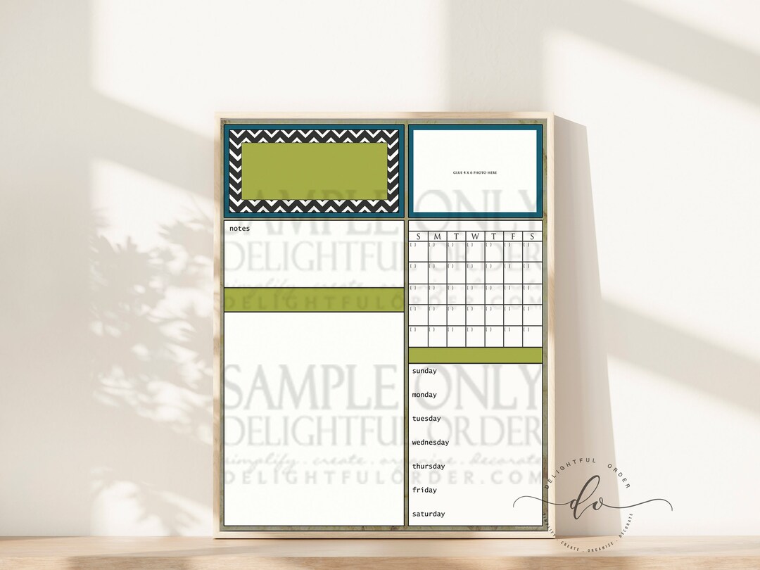 Digital Dry Erase Calendar 16x20 Green & Blue Chevron Child Etsy