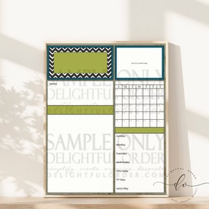 Digital Dry Erase Calendar  - 16x20 Green & Blue Chevron Child  (JPEG Digital File) - Instant Download - You Print - You Frame