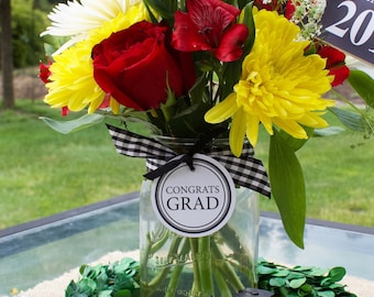 Congrats Grad Party Circle Tags  - (1) PDF Printable Files - Instant Digital Download - Graduation Party Decor, Favor Tag