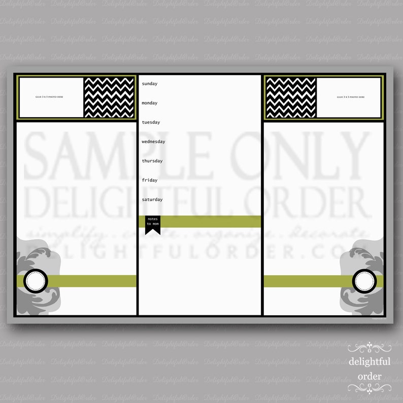 Digital Dry Erase Calendar 20x30 2 in 1 Green Chevron Child Message Center JPEG Digital File Instant Download You Print You Frame image 3