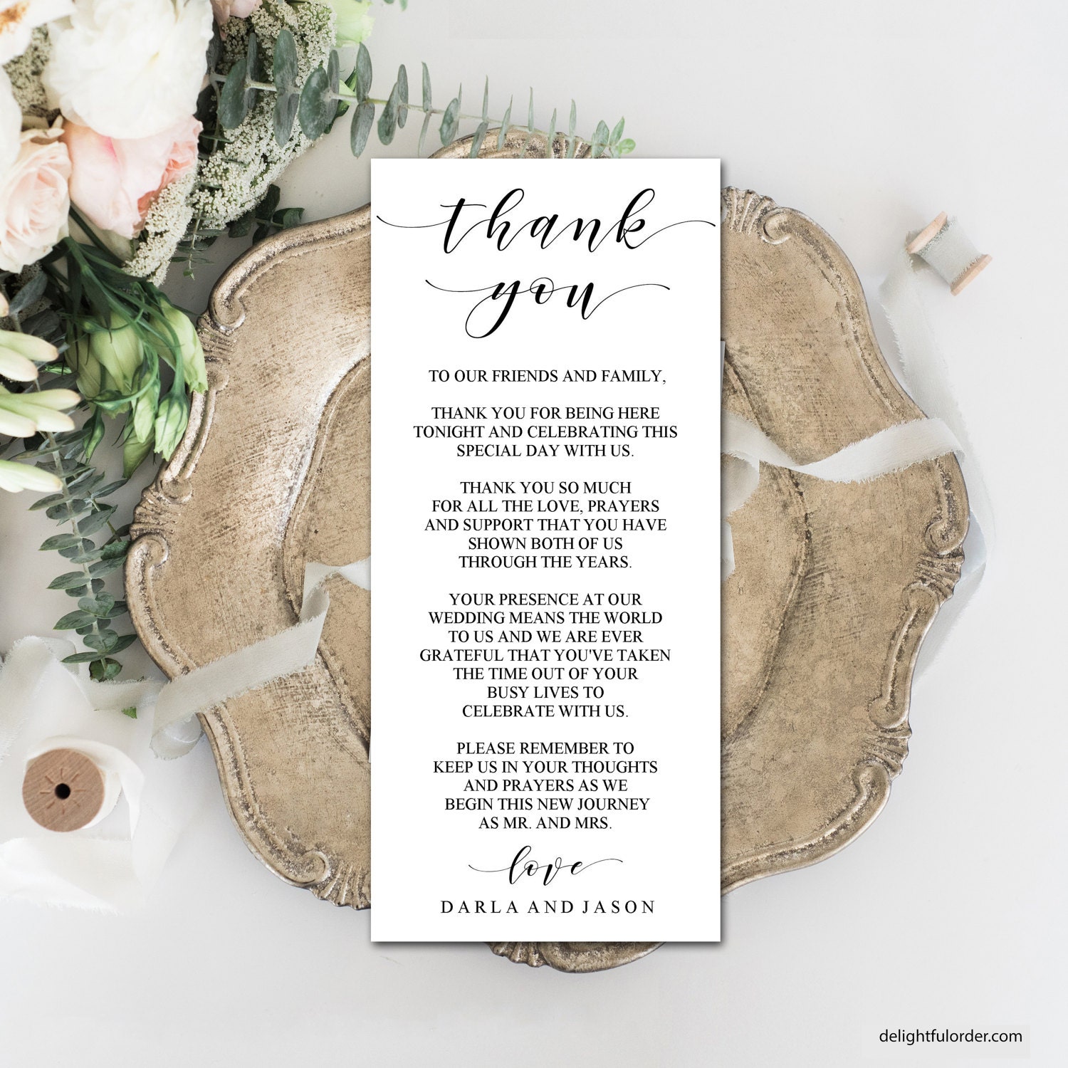 Editable Thank You Place Cards, Elegant, Modern Design, Printable Template,  DIY Wedding, PDF, Instant Download - Editable Printable File With Celebrate It Templates Place Cards
