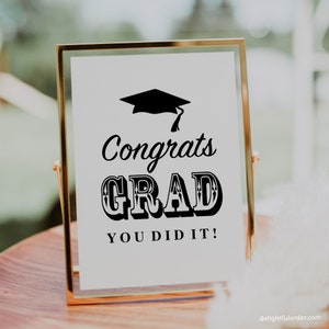 Printable Congrats Grad Sign, Graduation Sign, Candy Bar Sign, Party Decor, Graduation Party Printable (1) JPEG File, You Print