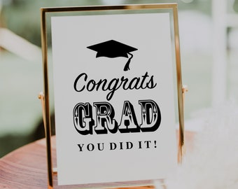 Printable Congrats Grad Sign, Graduation Sign, Candy Bar Sign, Party Decor, Graduation Party Printable (1) JPEG File, You Print